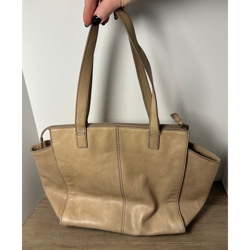 Vibrant Color Block Tan Fossil Shoulder Zip Too Handbag Large Tote - Picture 2 of 10
